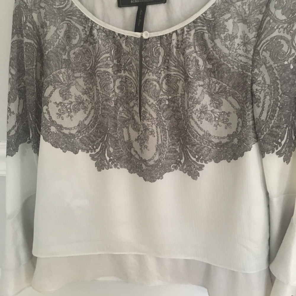 White and grey blouse